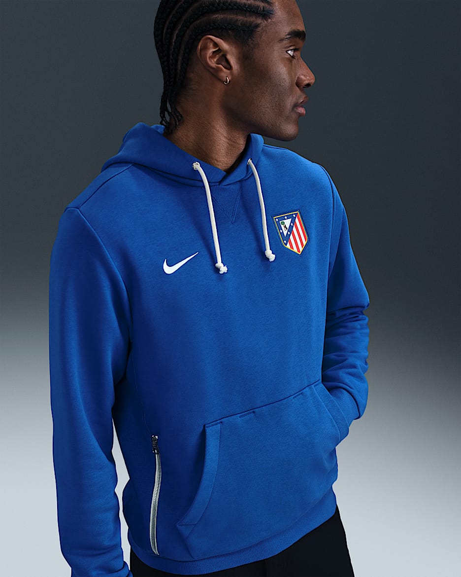 【Nike】Atletico Madrid Soccer French Terry Pullover Hoodie Nike 2024-25 Atletico Madrid Men's Club Pullover Soccer